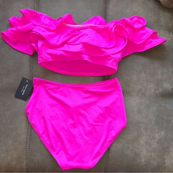 🆕 Kate Spade Off Shoulder Ruffle Top and High Waist Bikini - Picture 3 of 12